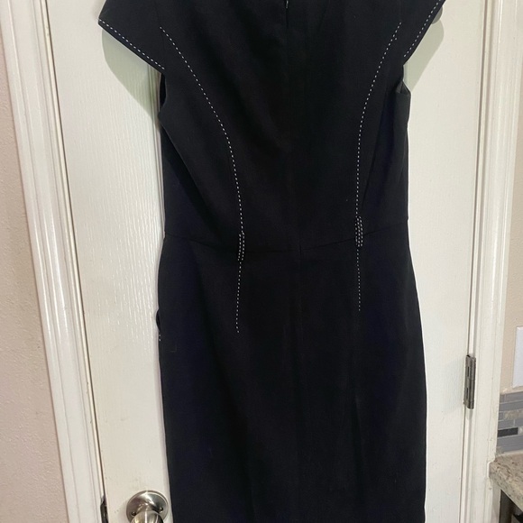 Evan Picone Black Midi Dress with White stitching Accents - Picture 3 of 3